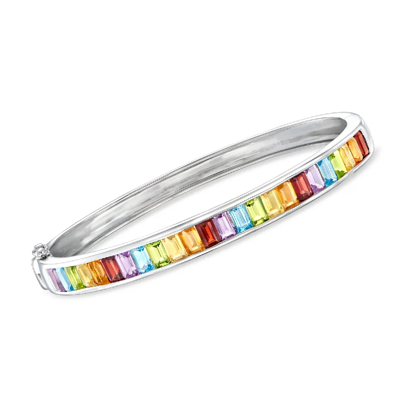 Ross-Simons Multi-Gemstone Bangle Bracelet in Sterling Silver