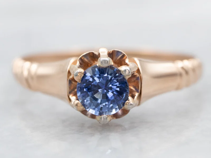 rose gold engagement rings -Rose Gold Sapphire Solitaire Engagement Ring